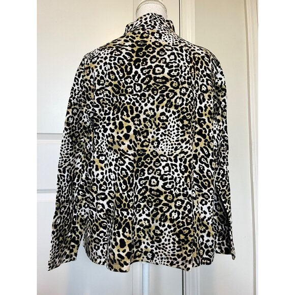 Jones New York Signature Woman Leopard Print Turtleneck Top Size 1X 100% Cotton - Picture 2 of 8
